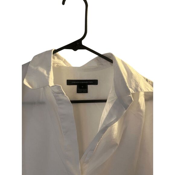 French Connection Rhodes Recycled Crepe Paper Popover Shirt in Winter White Size - Picture 6 of 7